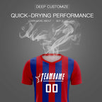 Custom Red Royal Vertical Stripes Casual Outdoor Soccer Sets Jersey