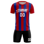 Custom Red Royal Vertical Stripes Casual Outdoor Soccer Sets Jersey