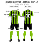 Custom Neon Green Black Vertical Stripes Casual Outdoor Soccer Sets Jersey