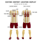 Custom Cream Khaki Vertical Stripes Casual Outdoor Soccer Sets Jersey