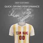Custom Cream Khaki Vertical Stripes Casual Outdoor Soccer Sets Jersey