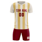 Custom Cream Khaki Vertical Stripes Casual Outdoor Soccer Sets Jersey