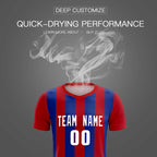 Custom Red Royal Vertical Stripes Casual Outdoor Soccer Sets Jersey