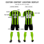 Custom Neon Green Black Vertical Stripes Casual Outdoor Soccer Sets Jersey