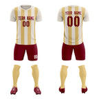 Custom Cream Khaki Vertical Stripes Casual Outdoor Soccer Sets Jersey