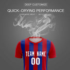 Custom Red Royal Vertical Stripes Casual Outdoor Soccer Sets Jersey