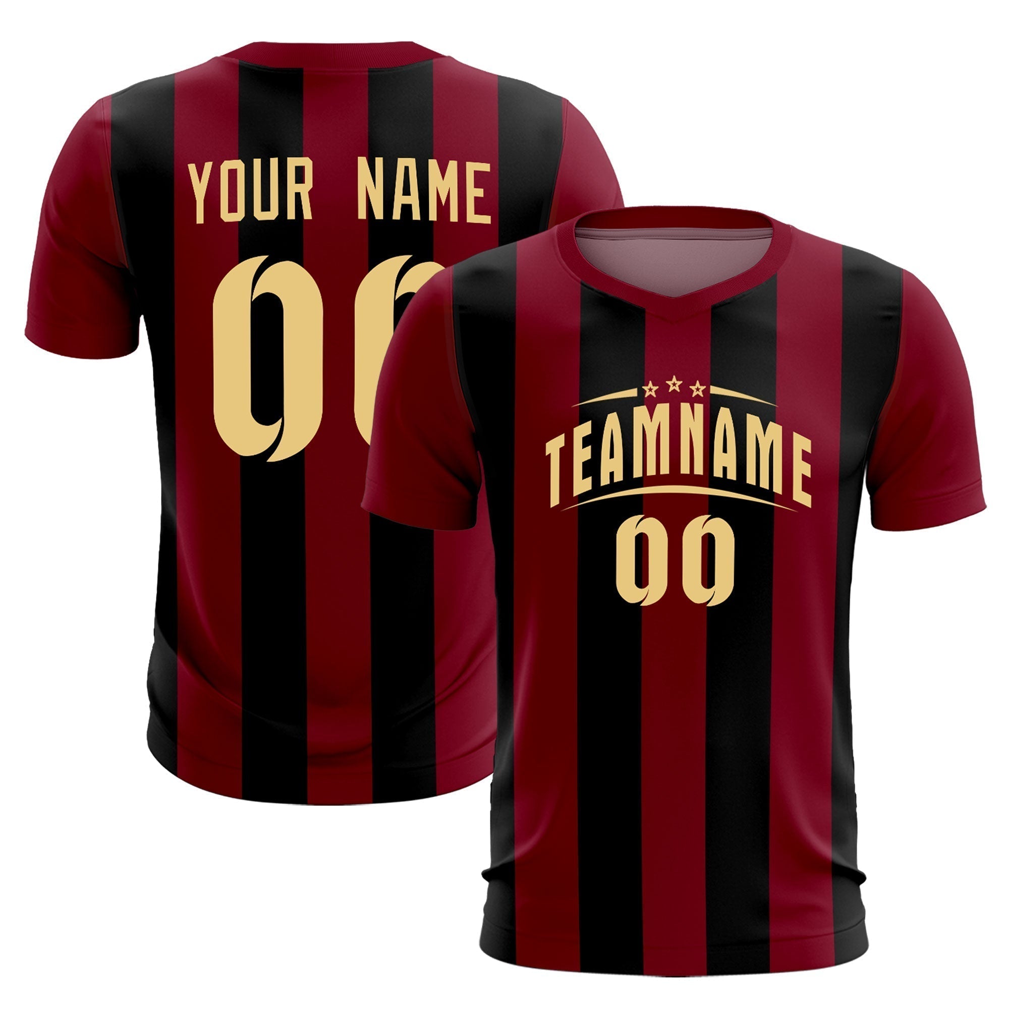 Custom Crimson Black Vertical Stripes Casual Outdoor Soccer Sets Jersey