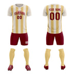 Custom Cream Khaki Vertical Stripes Casual Outdoor Soccer Sets Jersey