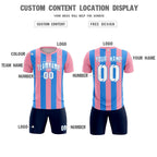 Custom Light Pink Powder Blue Vertical Stripes Casual Outdoor Soccer Sets Jersey