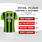 Custom Neon Green Black Vertical Stripes Casual Outdoor Soccer Sets Jersey