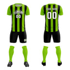 Custom Neon Green Black Vertical Stripes Casual Outdoor Soccer Sets Jersey
