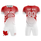Custom Red White Canada Maple Leaves World Cup Inspired Lightweight Gradient Fashion Soccer Sets Jersey