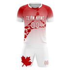 Custom Red White Canada Maple Leaves World Cup Inspired Lightweight Gradient Fashion Soccer Sets Jersey