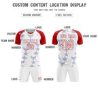 Custom Red White World Cup Inspired Wrinkle-Resistant Training Uniform Raglan Sleeve Soccer Sets Jersey