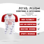 Custom Red White World Cup Inspired Wrinkle-Resistant Training Uniform Raglan Sleeve Soccer Sets Jersey