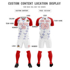 Custom Red White World Cup Inspired Wrinkle-Resistant Training Uniform Raglan Sleeve Soccer Sets Jersey