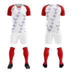 Custom Red White World Cup Inspired Wrinkle-Resistant Training Uniform Raglan Sleeve Soccer Sets Jersey