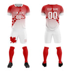 Custom Red White Canada Maple Leaves World Cup Inspired Lightweight Gradient Fashion Soccer Sets Jersey