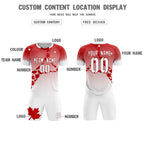 Custom Red White Canada Maple Leaves World Cup Inspired Lightweight Gradient Fashion Soccer Sets Jersey