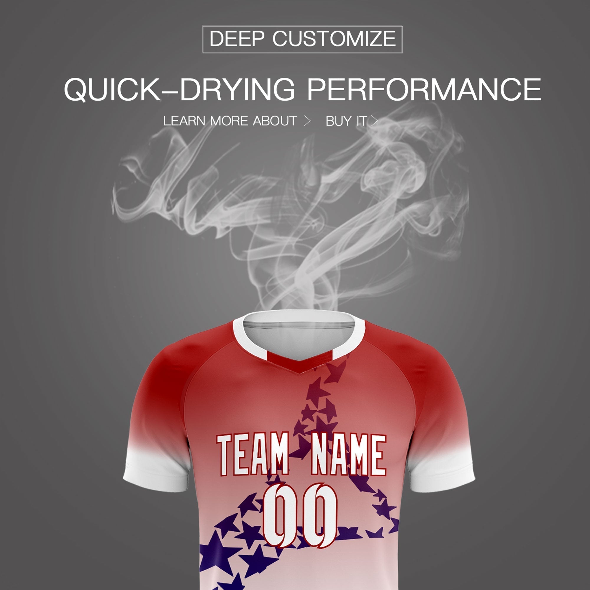 Custom Red Royal America Star World Cup Inspired Quick-Drying Gradient Fashion Soccer Sets Jersey