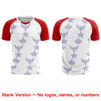 Custom Red White World Cup Inspired Wrinkle-Resistant Training Uniform Raglan Sleeve Soccer Sets Jersey