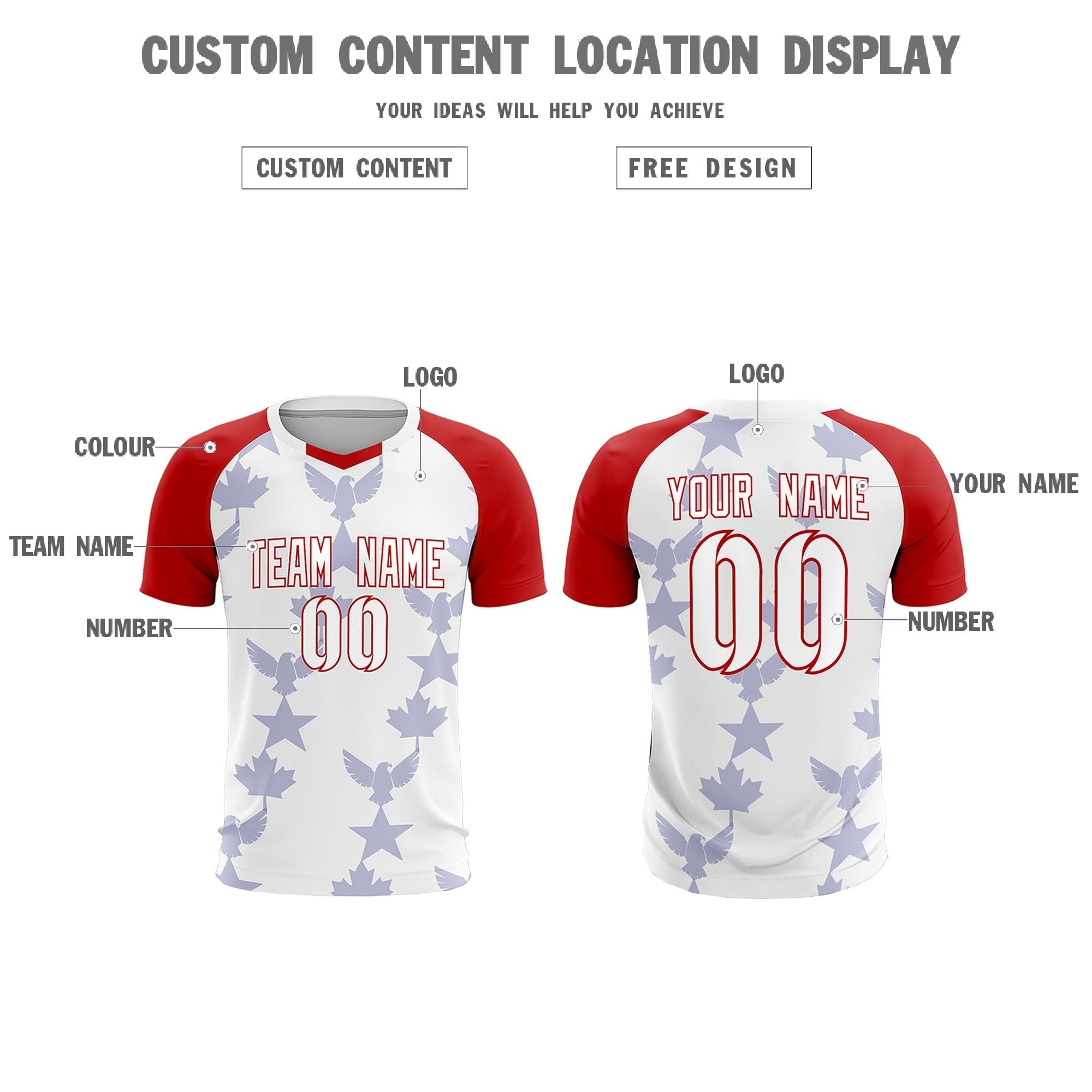 Custom Red White World Cup Inspired Wrinkle-Resistant Training Uniform Raglan Sleeve Soccer Sets Jersey