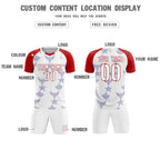 Custom Red White World Cup Inspired Wrinkle-Resistant Training Uniform Raglan Sleeve Soccer Sets Jersey