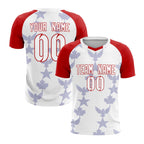 Custom Red White World Cup Inspired Wrinkle-Resistant Training Uniform Raglan Sleeve Soccer Sets Jersey