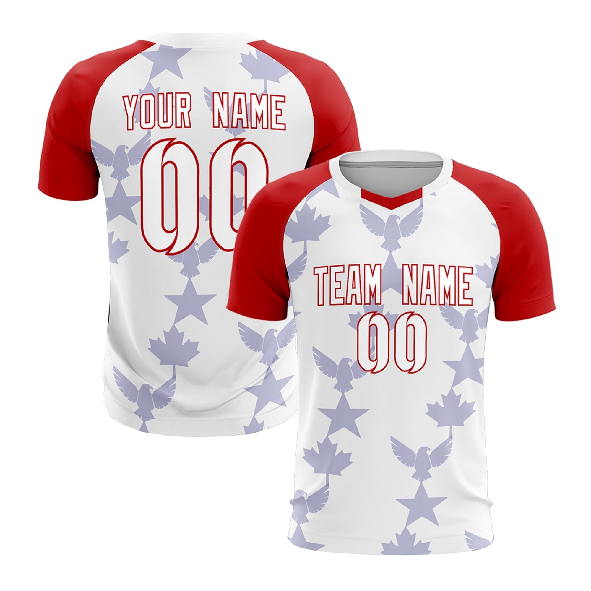 Custom Red White World Cup Inspired Wrinkle-Resistant Training Uniform Raglan Sleeve Soccer Sets Jersey