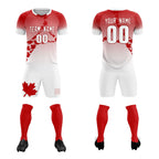 Custom Red White Canada Maple Leaves World Cup Inspired Lightweight Gradient Fashion Soccer Sets Jersey