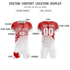 Custom Red White Canada Maple Leaves World Cup Inspired Lightweight Gradient Fashion Soccer Sets Jersey