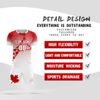 Custom Red White Canada Maple Leaves World Cup Inspired Lightweight Gradient Fashion Soccer Sets Jersey