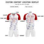 Custom Red White World Cup Inspired Wrinkle-Resistant Training Uniform Raglan Sleeve Soccer Sets Jersey