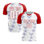 Custom Red White World Cup Inspired Wrinkle-Resistant Training Uniform Raglan Sleeve Soccer Sets Jersey