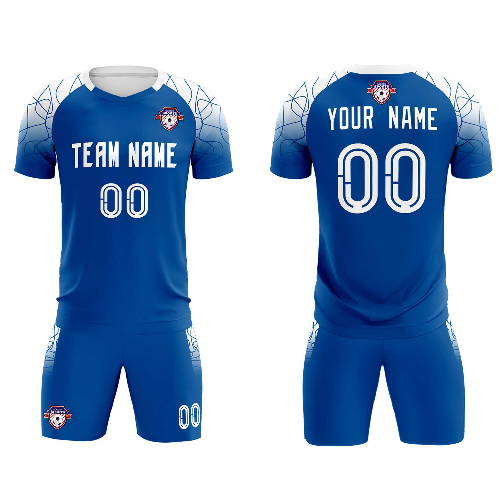 Custom Royal Classic Soccer Training Sets Jersey For Adults/Kids