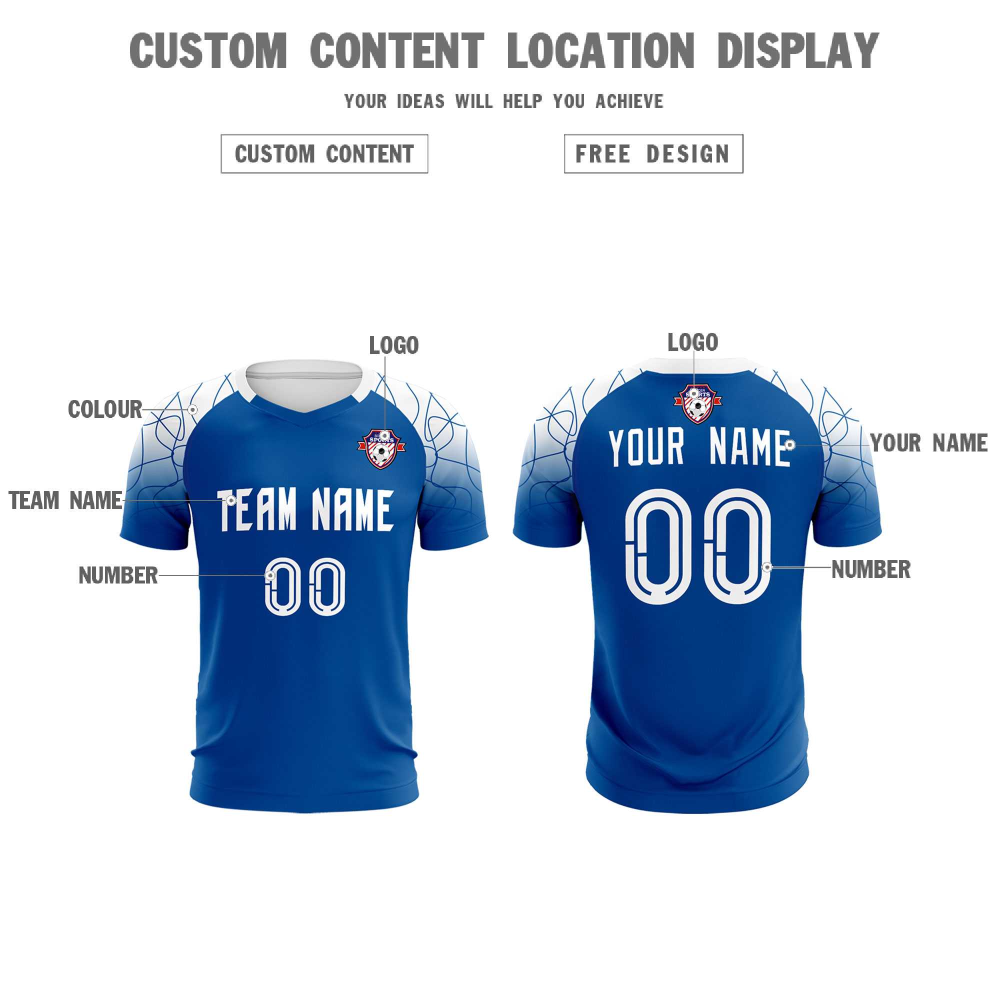 Custom Royal Classic Soccer Training Sets Jersey For Adults/Kids