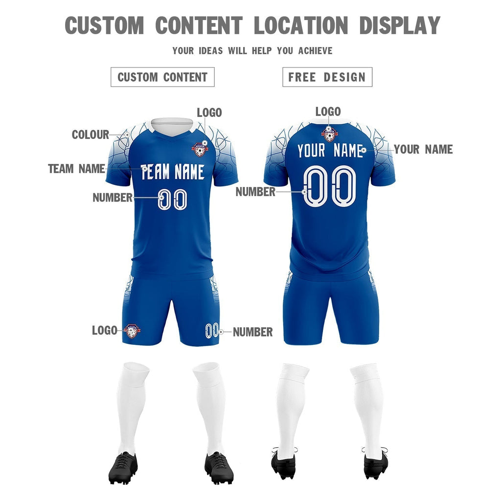 Custom Royal Classic Soccer Training Sets Jersey For Adults/Kids