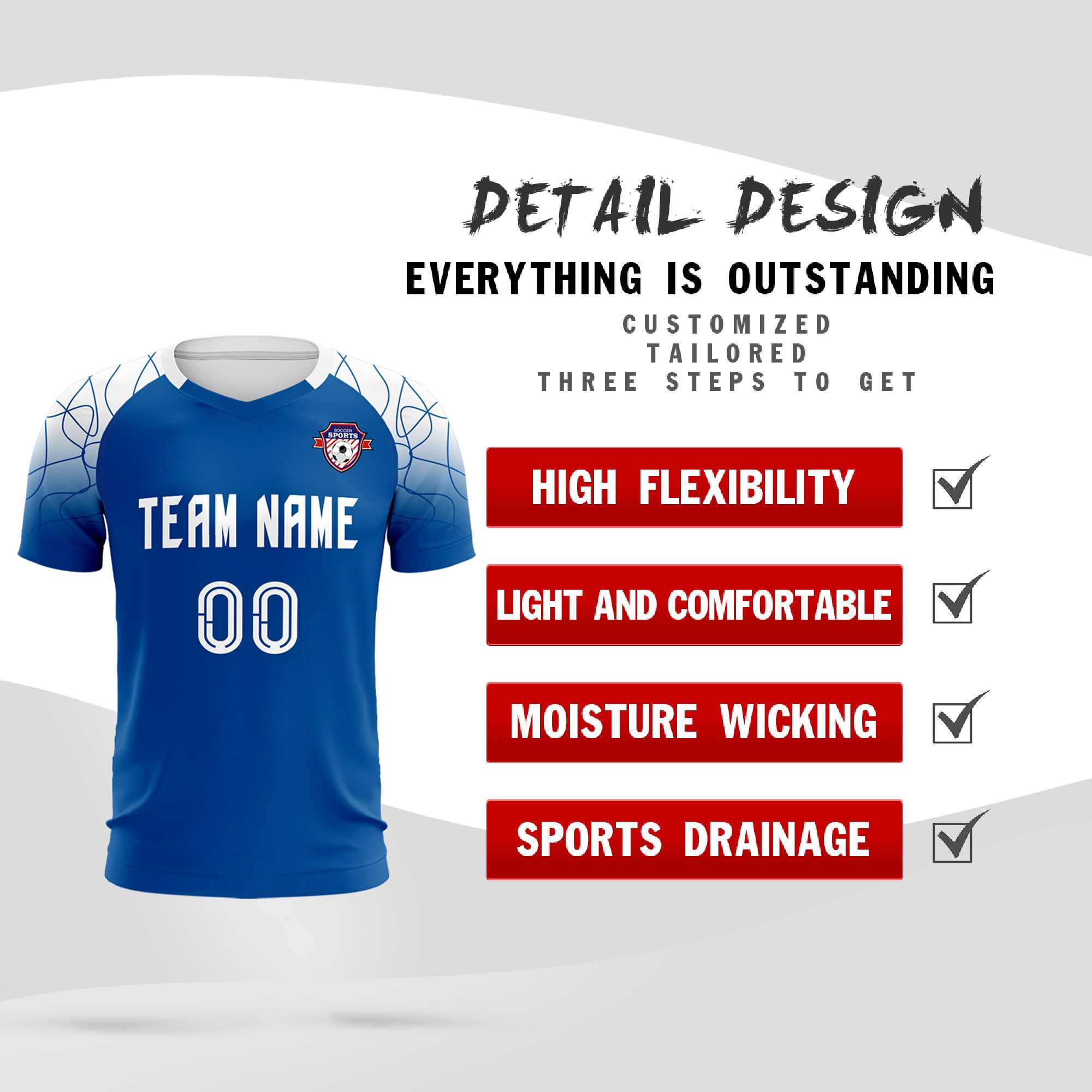 Custom Royal Classic Soccer Training Sets Jersey For Adults/Kids
