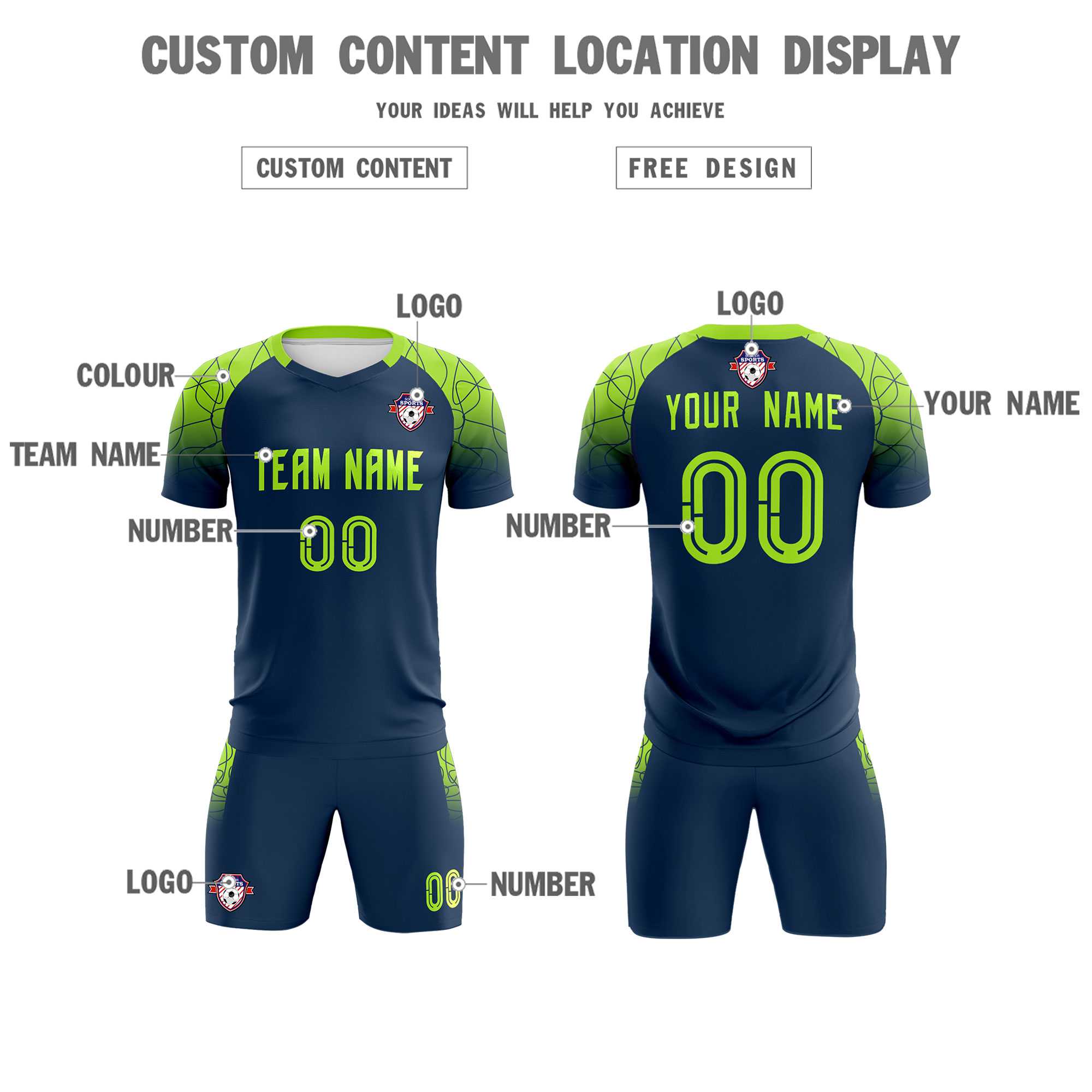 Custom Midnight Blue Classic Soccer Training Sets Jersey For Adults/Kids