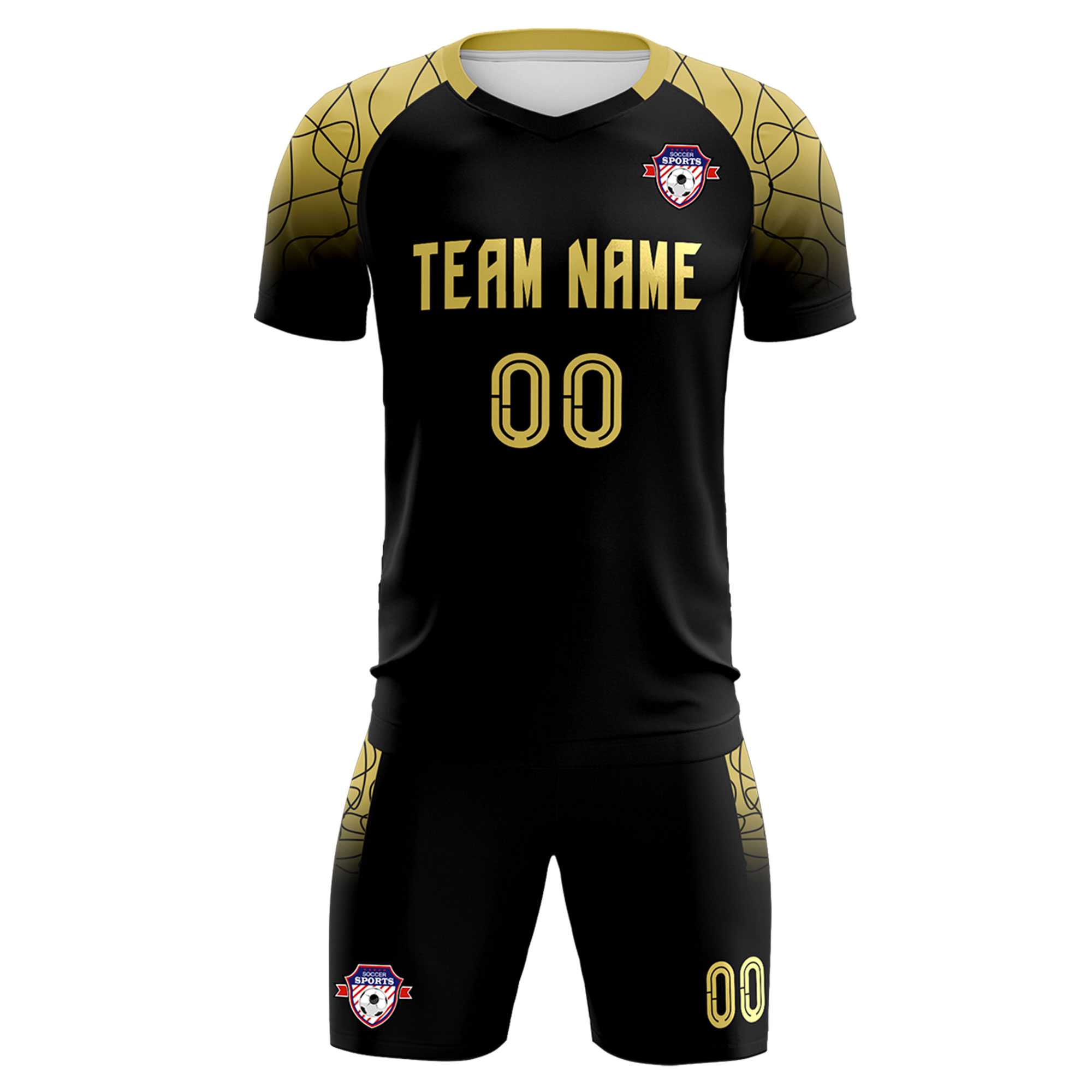 Custom Black Classic Soccer Training Sets Jersey For Adults/Kids