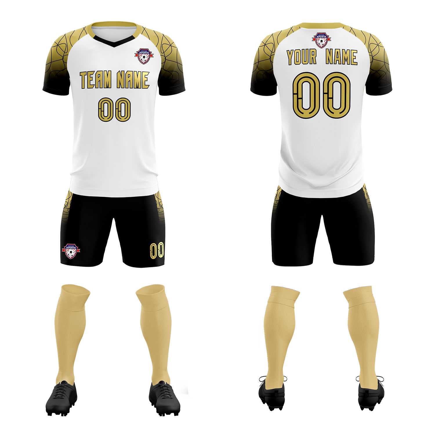 Custom White Classic Soccer Training Sets Jersey For Adults/Kids