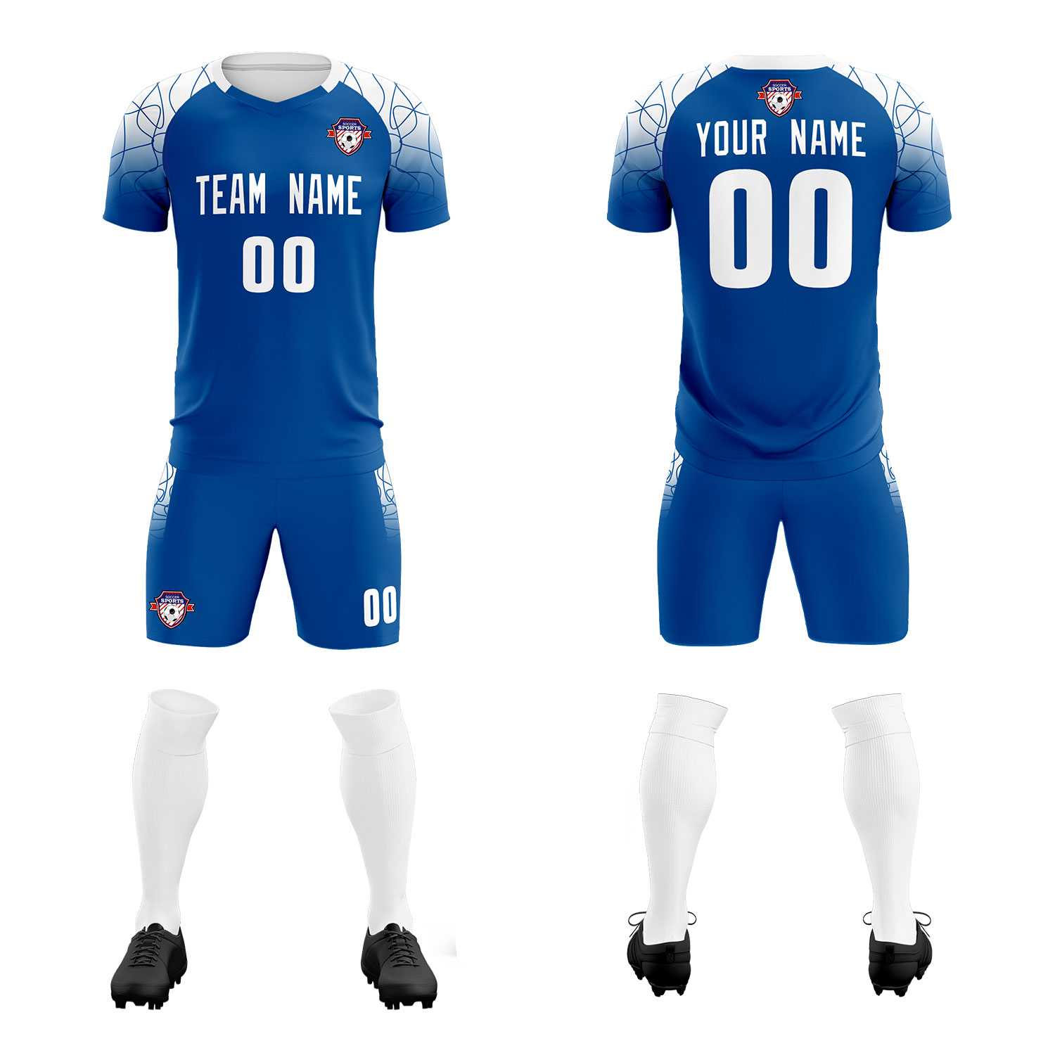 Custom Royal Classic Soccer Training Sets Jersey For Adults/Kids