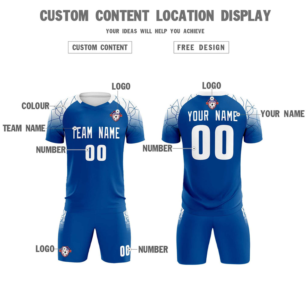 Custom Royal Classic Soccer Training Sets Jersey For Adults/Kids