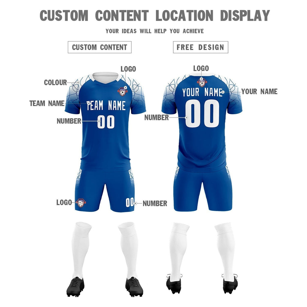 Custom Royal Classic Soccer Training Sets Jersey For Adults/Kids