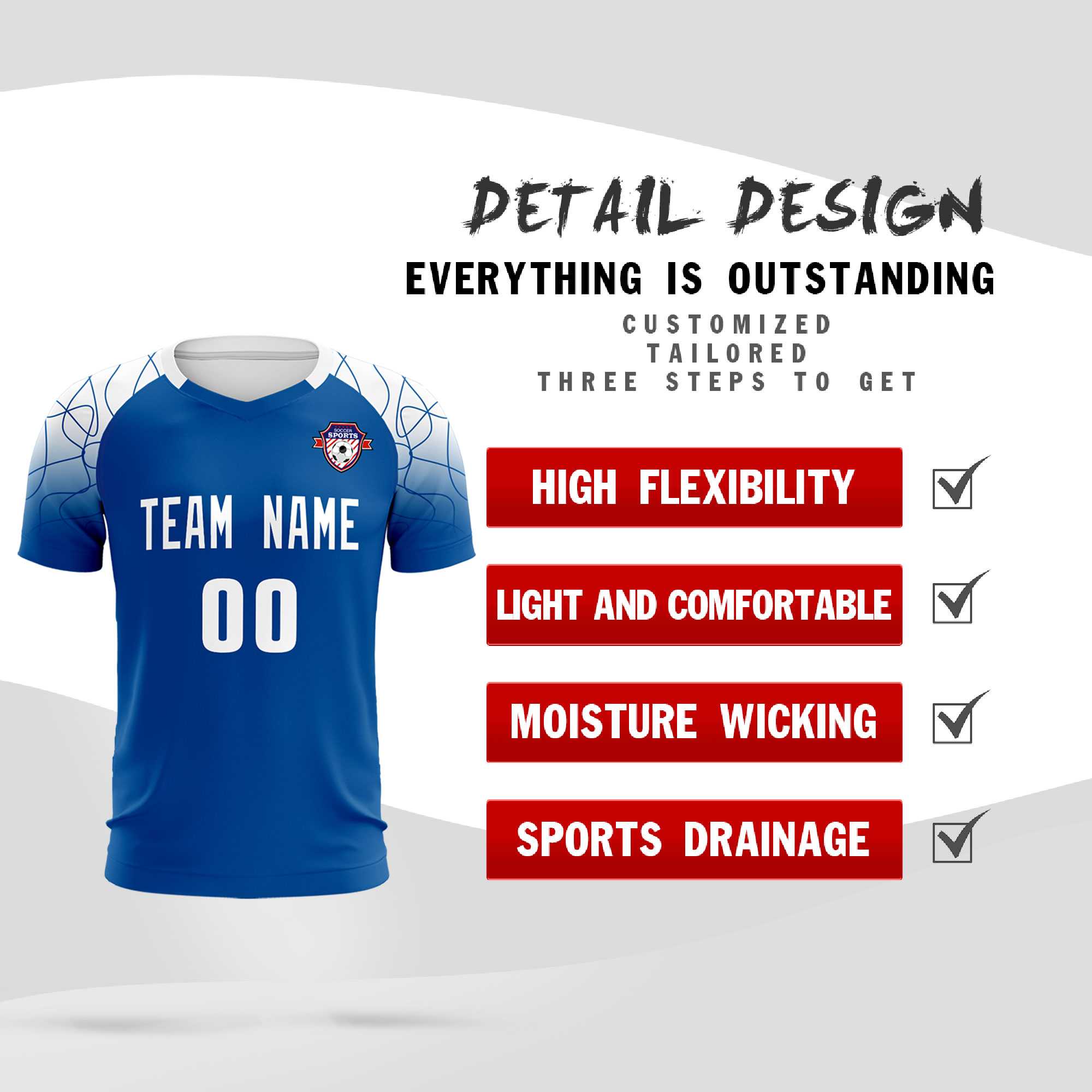 Custom Royal Classic Soccer Training Sets Jersey For Adults/Kids