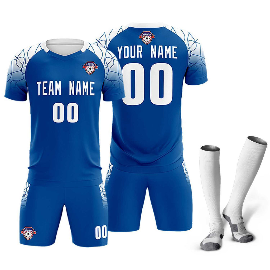 Custom Royal Classic Soccer Training Sets Jersey For Adults/Kids