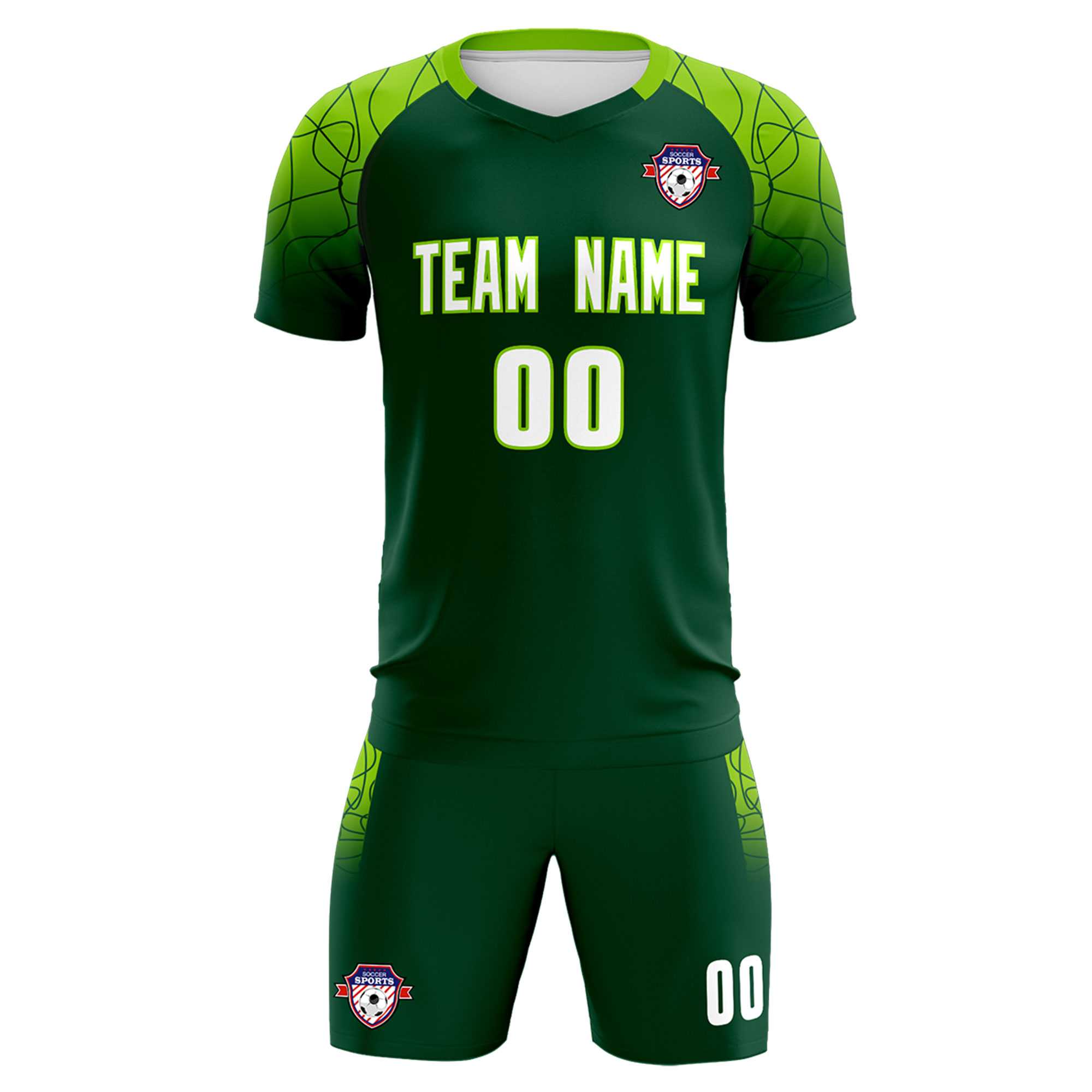 Custom Green Classic Soccer Training Sets Jersey For Adults/Kids