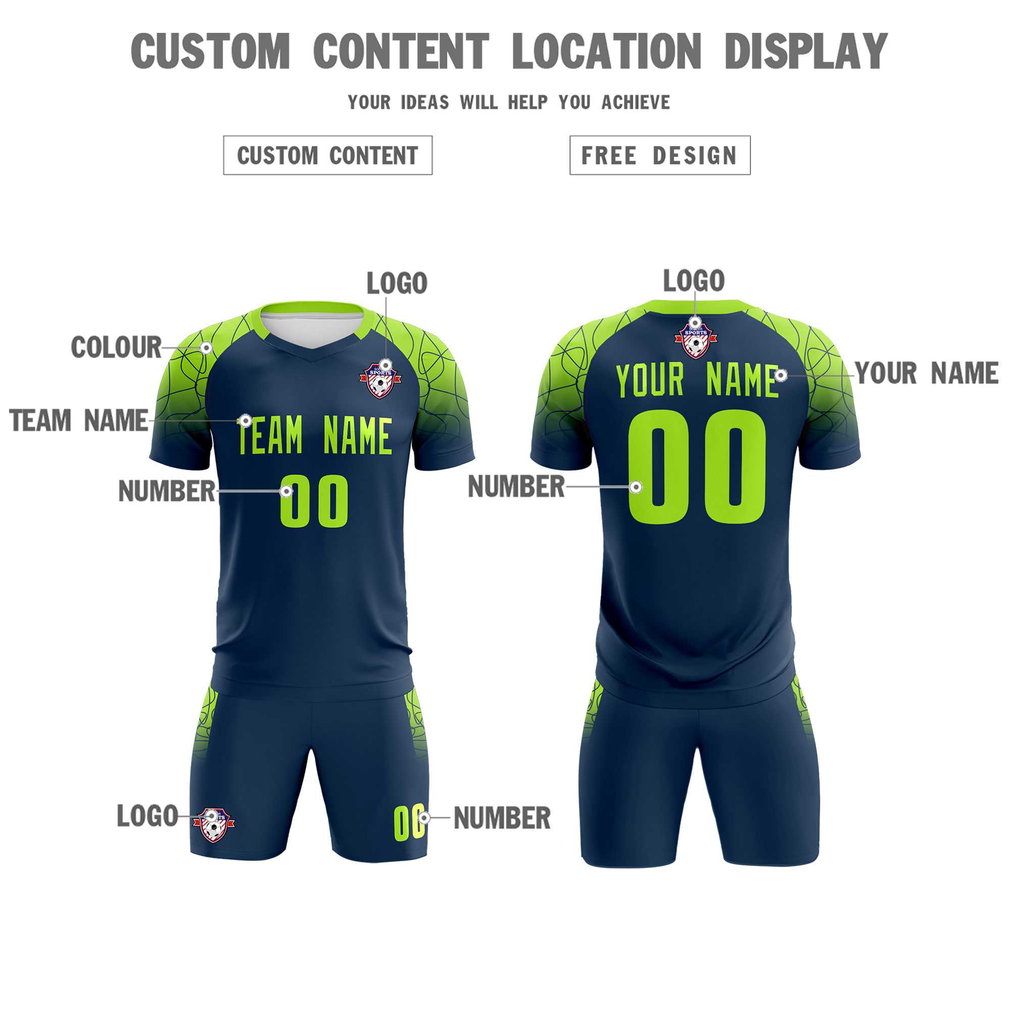 Custom Midnight Blue Classic Soccer Training Sets Jersey For Adults/Kids