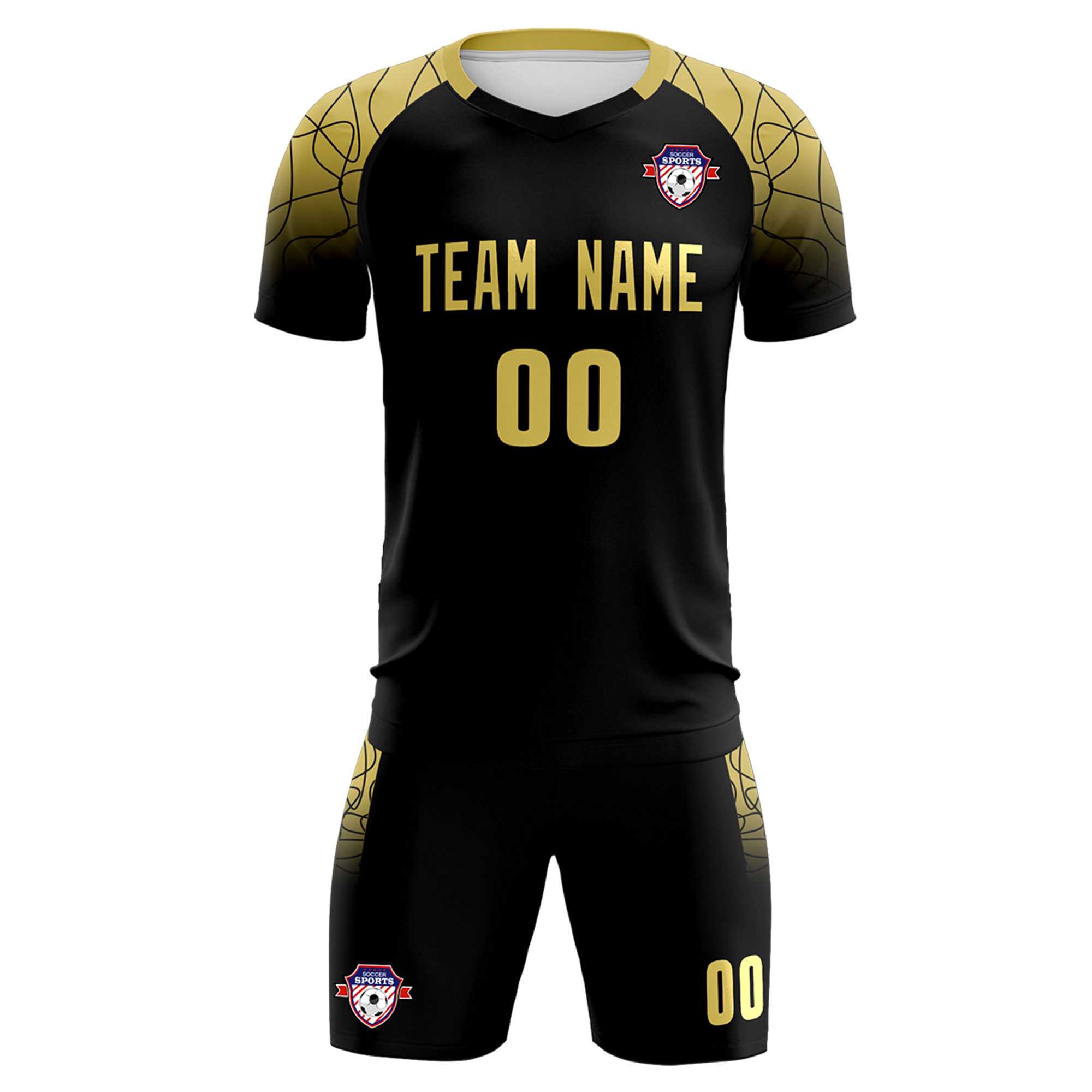 Custom Black Classic Soccer Training Sets Jersey For Adults/Kids
