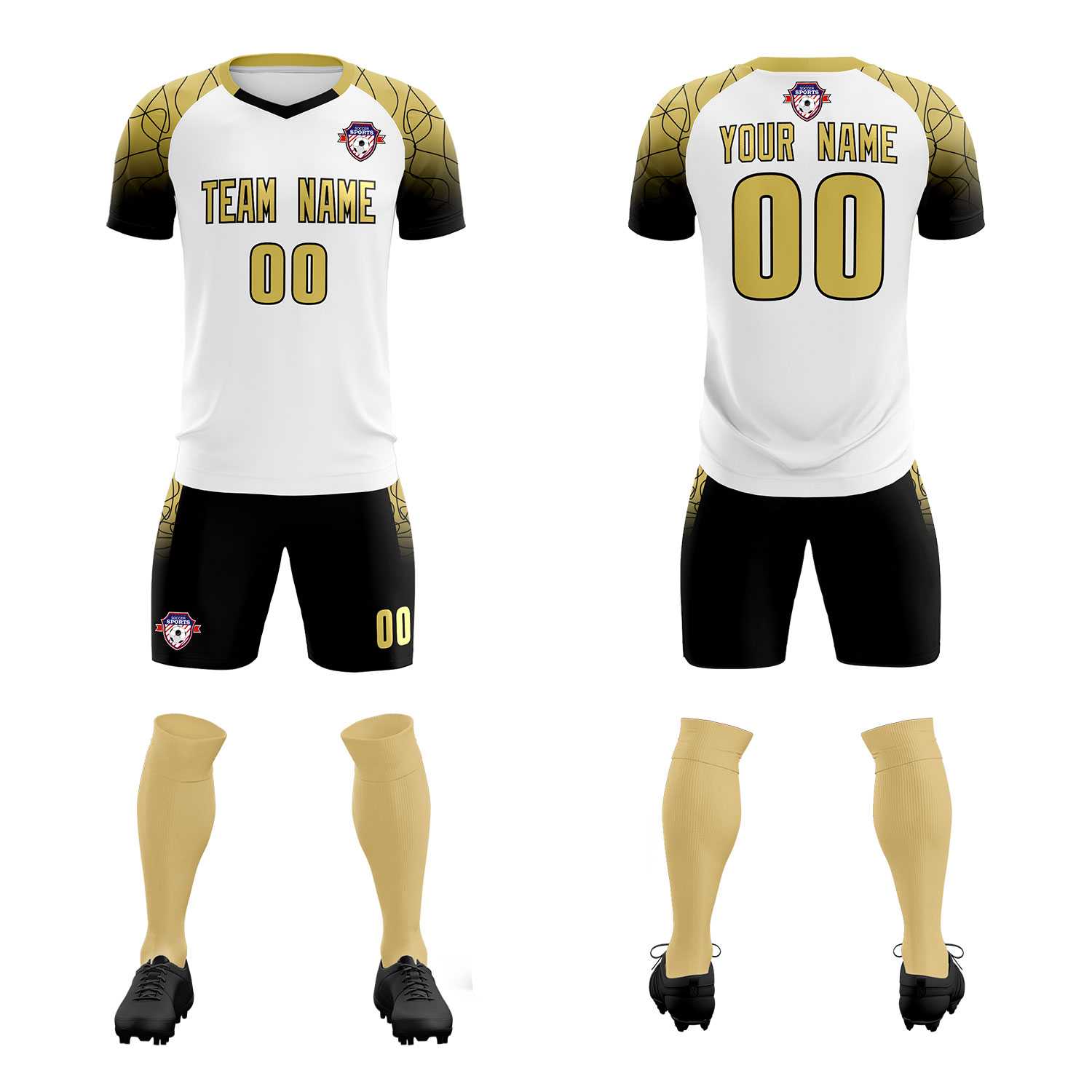Custom White Classic Soccer Training Sets Jersey For Adults/Kids